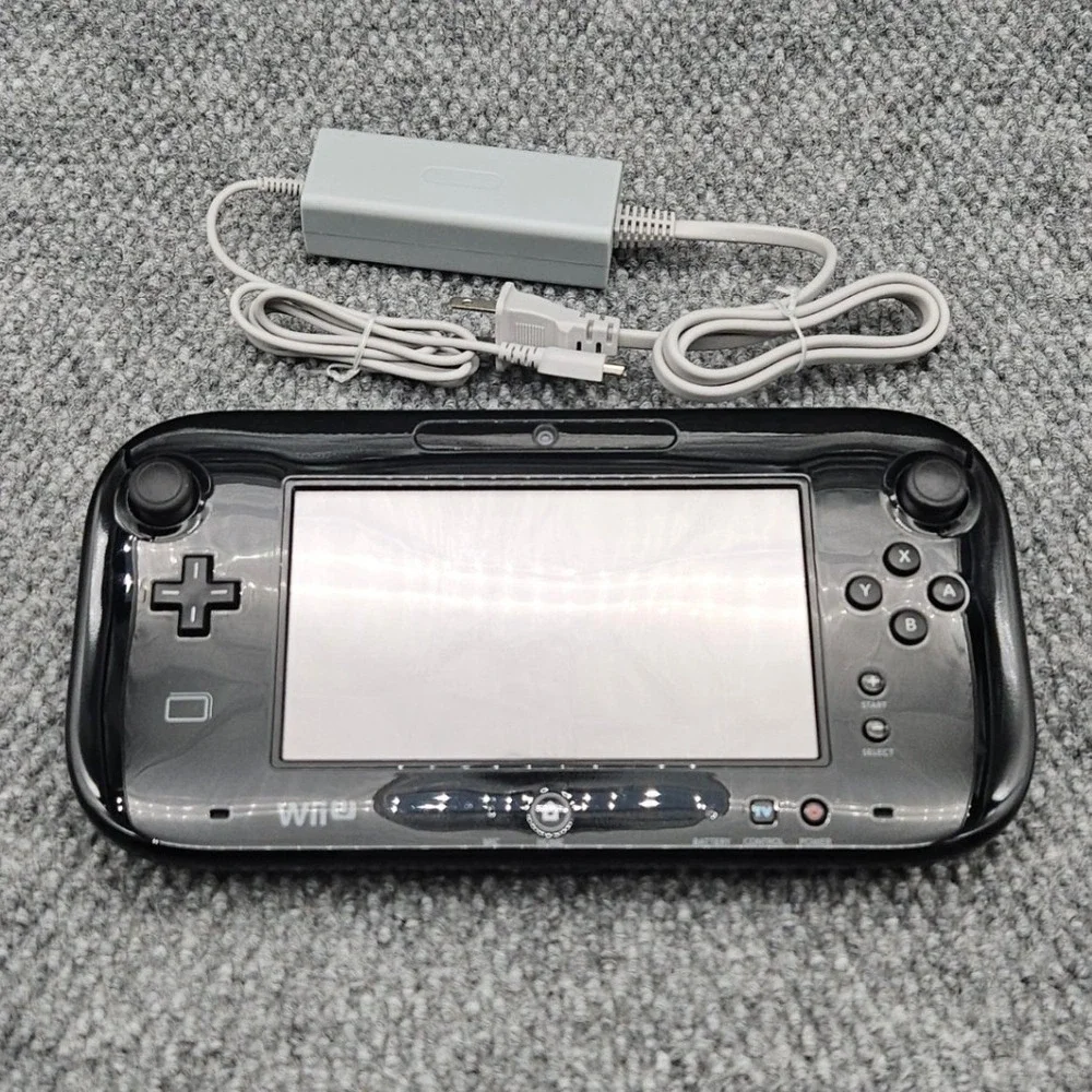 Nintendo Wii U GamePad Black WUP-010 Controller Gaming Power Cord (Tested Works)